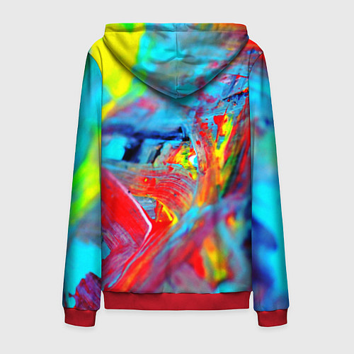 Мужская толстовка на молнии Абстрактные краски неон / 3D-Красный – фото 2