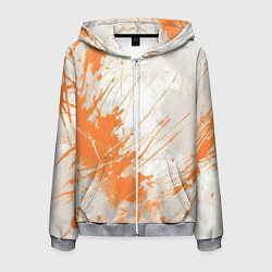 Мужская толстовка на молнии Оранжевая краска на белом