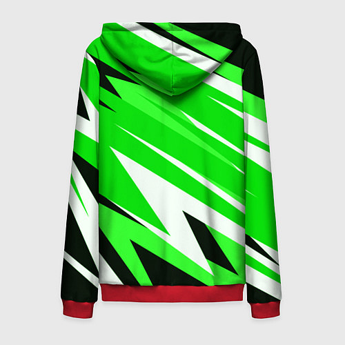 Мужская толстовка на молнии Geometry stripes green / 3D-Красный – фото 2