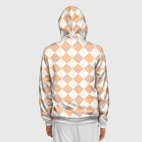 Мужская толстовка на молнии Персиковые ромбы / 3D-Белый – фото 4