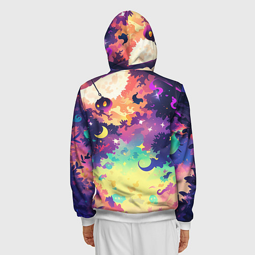 Мужская толстовка на молнии 2 котика ведьмы / 3D-Белый – фото 4