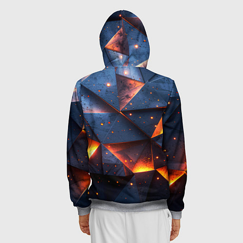 Мужская толстовка на молнии Геометрический рендер с эффектом свечения / 3D-Меланж – фото 4