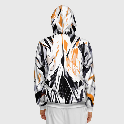 Мужская толстовка на молнии Чёрно-жёлтая абстракция на белом фоне / 3D-Белый – фото 4