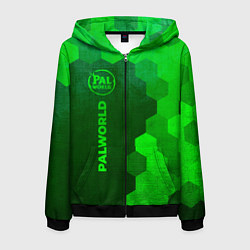 Толстовка 3D на молнии мужская Palworld - green gradient по-вертикали, цвет: 3D-черный
