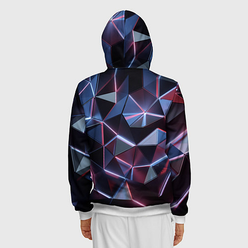 Мужская толстовка на молнии Неоновые геометрические плиты / 3D-Белый – фото 4