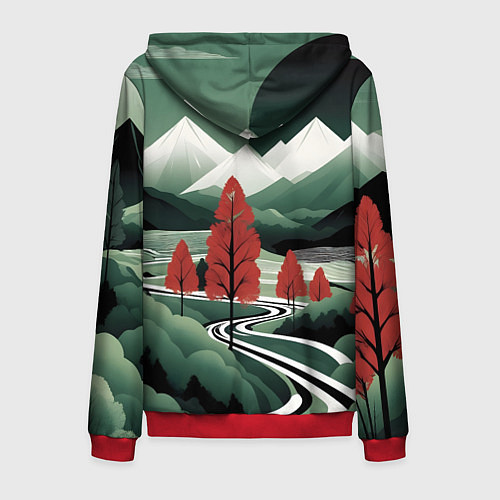 Мужская толстовка на молнии Дорога на природу / 3D-Красный – фото 2