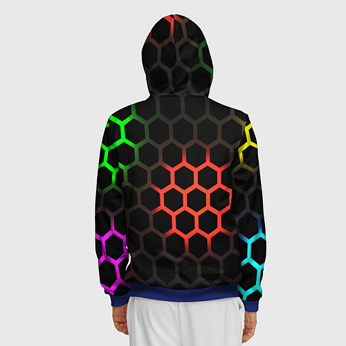 Мужская толстовка на молнии Hexagon neon / 3D-Синий – фото 4