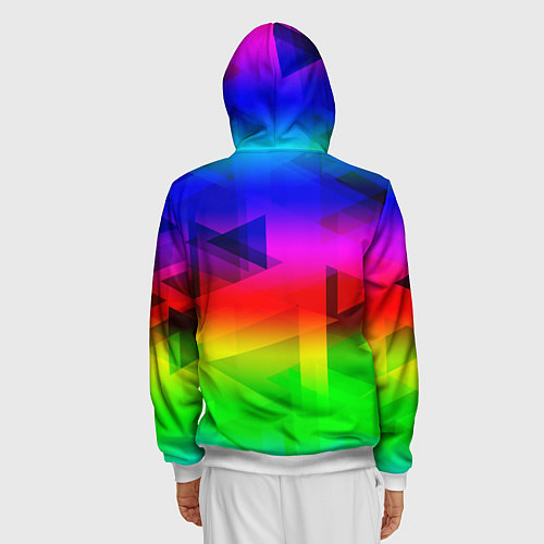 Мужская толстовка на молнии Неоновая геометрия градиент / 3D-Белый – фото 4