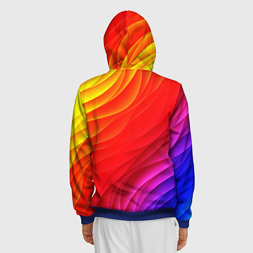 Мужская толстовка на молнии Абстрактные волны текстура / 3D-Синий – фото 4
