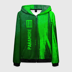 Толстовка 3D на молнии мужская Paramore - green gradient по-вертикали, цвет: 3D-черный