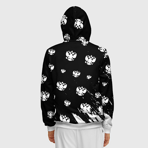 Мужская толстовка на молнии Герб РФ паттерн / 3D-Белый – фото 4