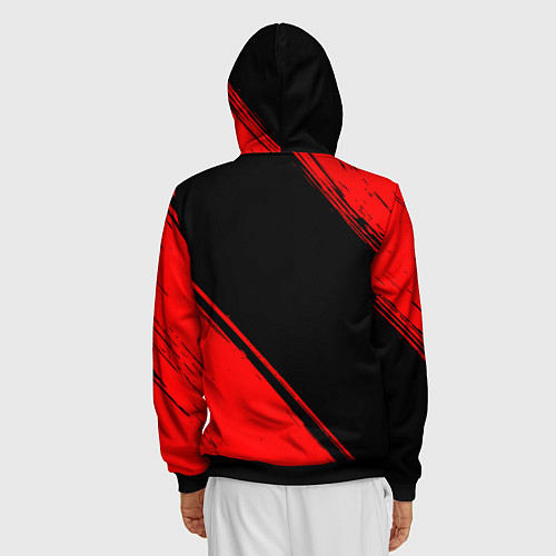 Мужская толстовка на молнии Portal - red gradient вертикально / 3D-Черный – фото 4