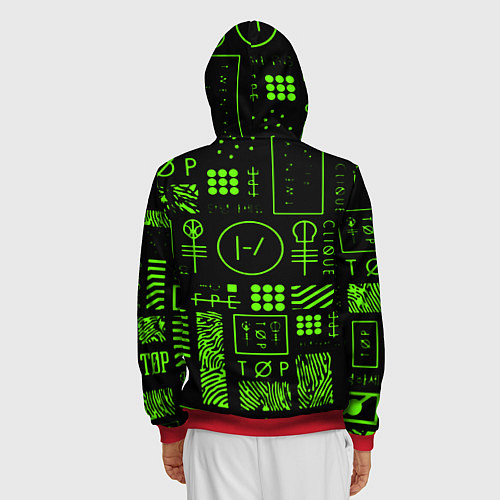 Мужская толстовка на молнии Twenty one pilots neon / 3D-Красный – фото 4