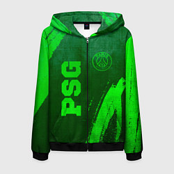 Толстовка 3D на молнии мужская PSG - green gradient вертикально, цвет: 3D-черный