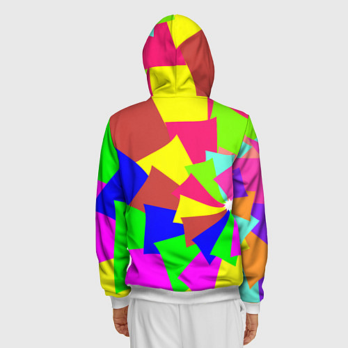 Мужская толстовка на молнии Разноцветная мозаика / 3D-Белый – фото 4