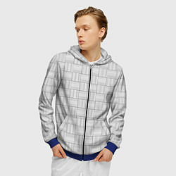 Толстовка 3D на молнии мужская Геометрический узор из черных линий, цвет: 3D-синий — фото 2