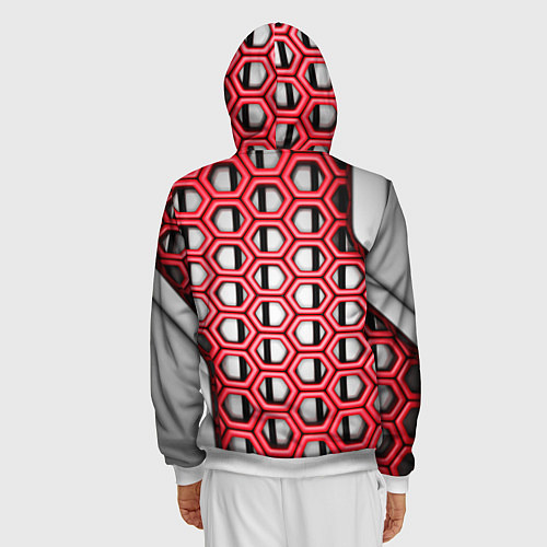 Мужская толстовка на молнии Россия герб сетка метала / 3D-Белый – фото 4