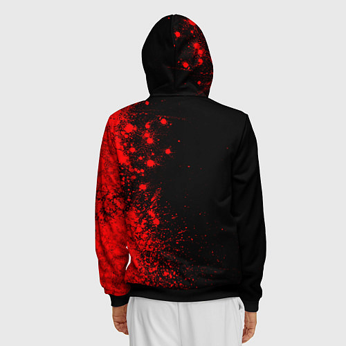 Мужская толстовка на молнии Juventus - red gradient по-вертикали / 3D-Черный – фото 4