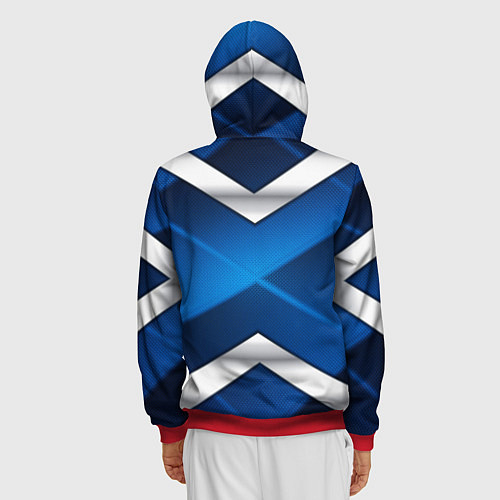 Мужская толстовка на молнии BMW metalic blue abstract / 3D-Красный – фото 4
