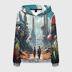 Толстовка 3D на молнии мужская Планета фантастика, цвет: 3D-меланж