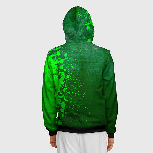 Мужская толстовка на молнии Ajax - green gradient по-вертикали / 3D-Черный – фото 4