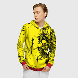 Толстовка 3D на молнии мужская Syberpunk dragon tatoo, цвет: 3D-красный — фото 2