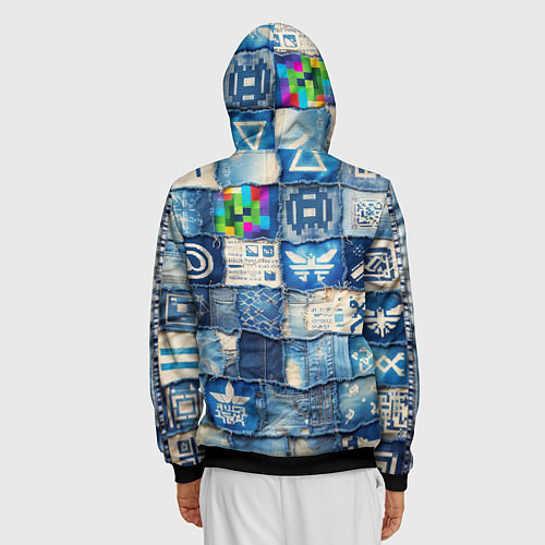 Мужская толстовка на молнии Пэчворк с игровыми значками / 3D-Черный – фото 4