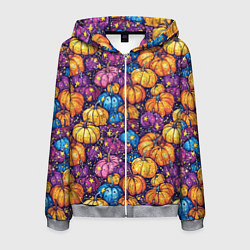 Толстовка 3D на молнии мужская Тыквенный урожай, цвет: 3D-меланж