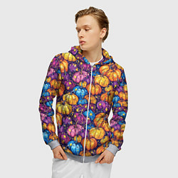 Толстовка 3D на молнии мужская Тыквенный урожай, цвет: 3D-меланж — фото 2