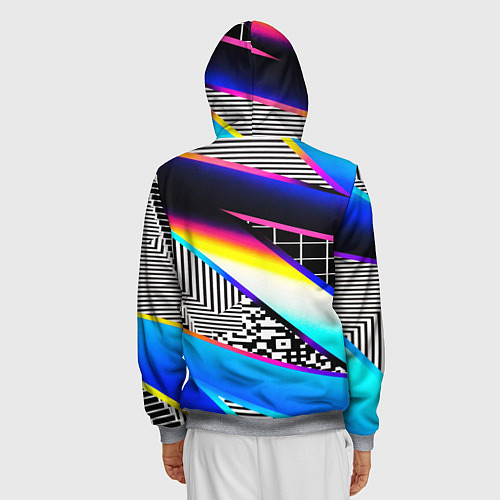 Мужская толстовка на молнии Neon stripes geometry / 3D-Меланж – фото 4