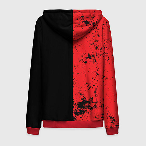 Мужская толстовка на молнии Злобный смайлик с языком / 3D-Красный – фото 2