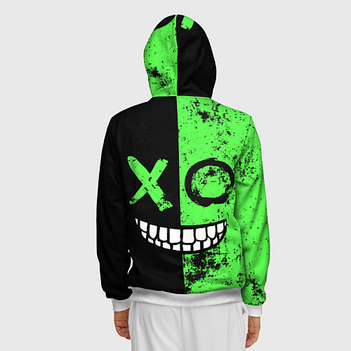 Мужская толстовка на молнии Кислотный злобный смайлик / 3D-Белый – фото 4