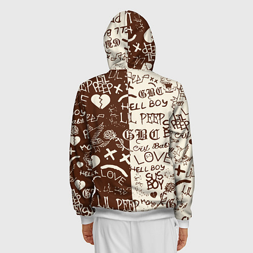 Мужская толстовка на молнии Lil peep retro pattern / 3D-Белый – фото 4