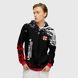 Толстовка 3D на молнии мужская Resident evil - вирус, цвет: 3D-красный — фото 2