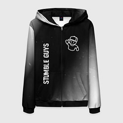 Толстовка 3D на молнии мужская Stumble Guys glitch на темном фоне вертикально, цвет: 3D-черный