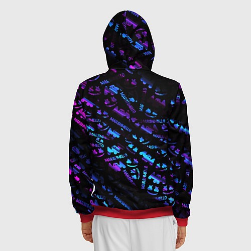 Мужская толстовка на молнии Marshmello neon club / 3D-Красный – фото 4