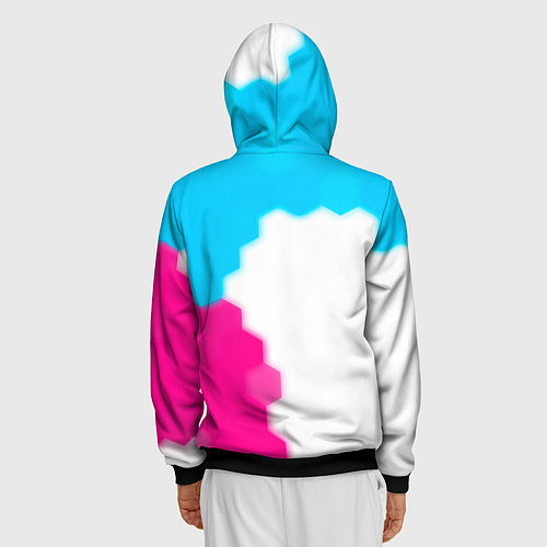 Мужская толстовка на молнии Stumble Guys neon gradient style по-вертикали / 3D-Черный – фото 4