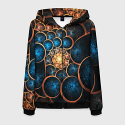 Толстовка 3D на молнии мужская Оптическая абстракция круги, цвет: 3D-черный
