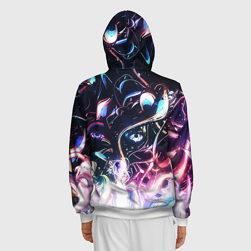 Мужская толстовка на молнии Фрактальный узор текстура / 3D-Белый – фото 4