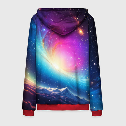 Мужская толстовка на молнии Бескрайний космос / 3D-Красный – фото 2