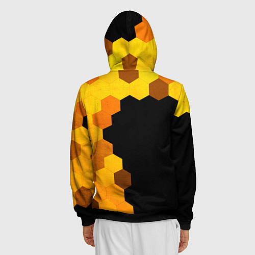 Мужская толстовка на молнии Stumble Guys - gold gradient по-вертикали / 3D-Черный – фото 4