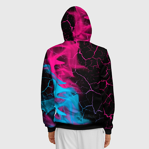 Мужская толстовка на молнии Stumble Guys - neon gradient по-вертикали / 3D-Черный – фото 4