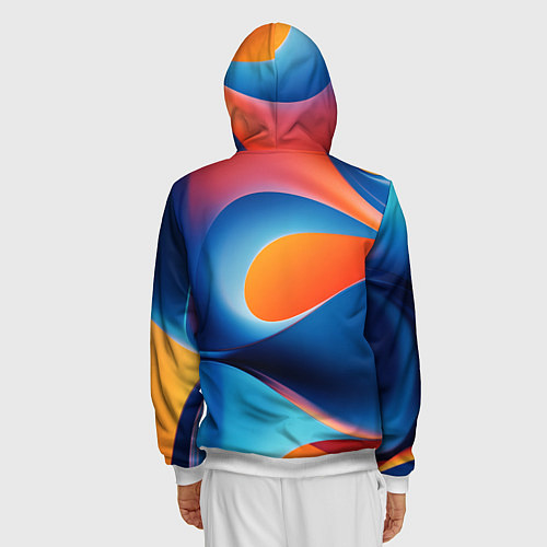 Мужская толстовка на молнии Абстрактный геометрический градиент / 3D-Белый – фото 4