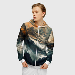 Толстовка 3D на молнии мужская Иллюстрация хаоса в грубом стиле, цвет: 3D-белый — фото 2