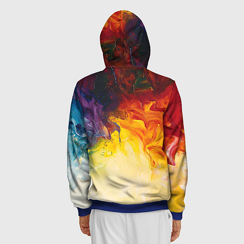 Мужская толстовка на молнии Подтеки масляных красок / 3D-Синий – фото 4