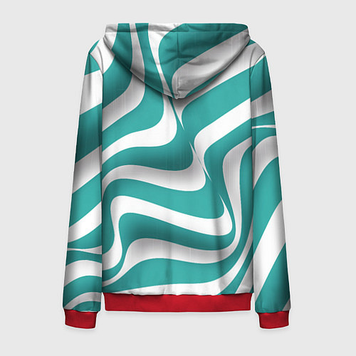 Мужская толстовка на молнии Абстрактные объёмные полосы - оптическая иллюзия / 3D-Красный – фото 2