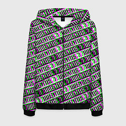 Толстовка 3D на молнии мужская Juventus glitch pattern, цвет: 3D-черный