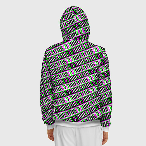 Мужская толстовка на молнии Juventus glitch pattern / 3D-Белый – фото 4