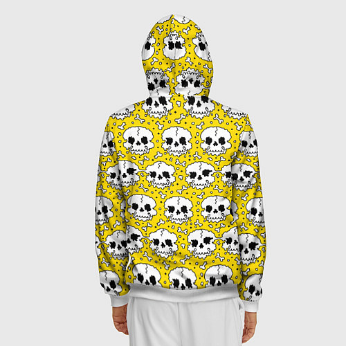Мужская толстовка на молнии Тающие черепа паттерн / 3D-Белый – фото 4