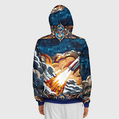 Мужская толстовка на молнии Мозаика ракета / 3D-Синий – фото 4